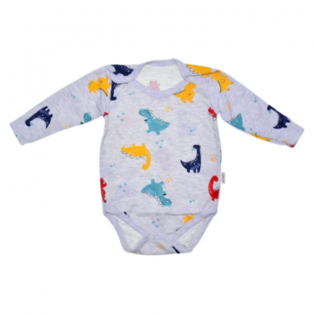 Body-uri baieti - Body cu maneca lunga, pentru baieti, Mini Junior BD2910G2, Gri