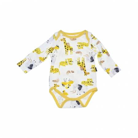 Body-uri baieti - Body cu maneca lunga pentru copii Mini Junior, BDY-18117G, Galben