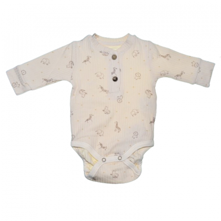 Body-uri baieti - Body cu maneca lunga pentru baieti Mini Junior BDY-2469, Bej