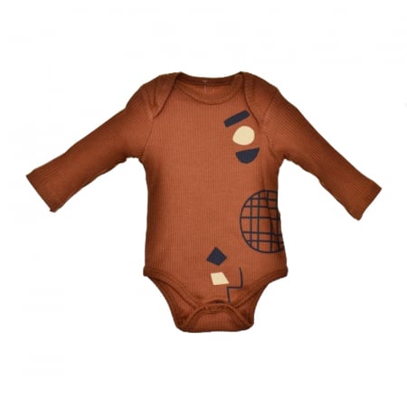Body-uri baieti - Body cu maneca lunga pentru baieti  Mini Junior BDY-2MJ, Maro