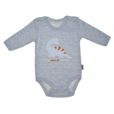 Body-uri baieti - Body cu maneca lunga pentru baieti Mini Junior BDY-MJ16, Gri