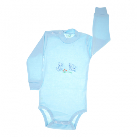 Body-uri baieti - Body cu maneca lunga pentru baieti Pifou 603242-Q1, Turcoaz