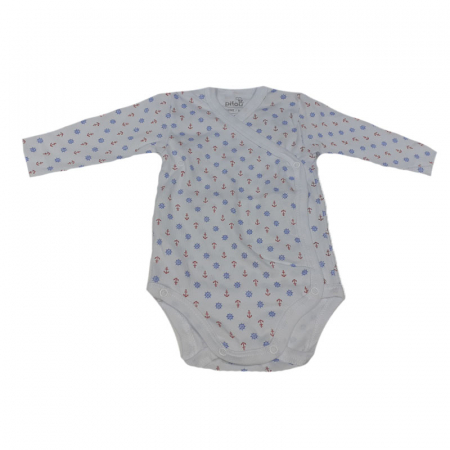 Body-uri baieti - Body cu maneca lunga pentru baieti Pifou Model 10 M10-A18-2-50-54-cm, Alb