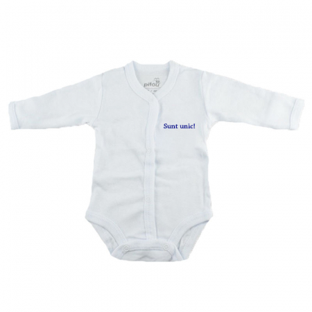 Body-uri baieti - Body cu maneca lunga pentru baieti Pifou Model 11 M11-AL-14-46-50-cm, Alb