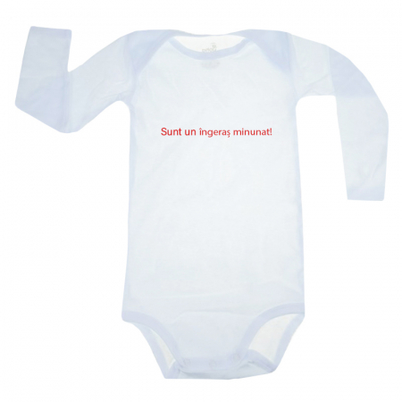 Body-uri baieti - Body cu maneca lunga pentru copii Pifou Model 6 MDL6-3, Alb