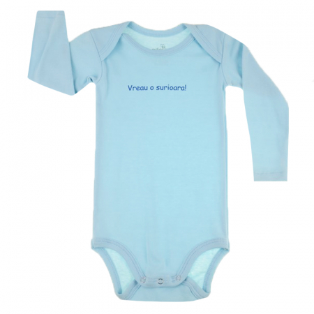 Body-uri baieti - Body cu maneca lunga pentru baieti Pifou Model 6 ML6A-1A-86-89-cm, Albastru