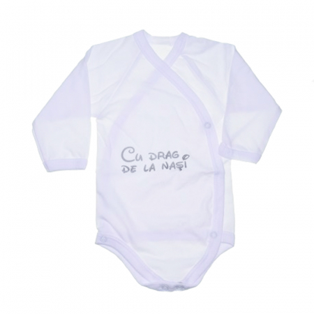 Îmbrăcăminte fete - Body cu maneca lunga pentru bebelusi Mini Junior 562058, Alb
