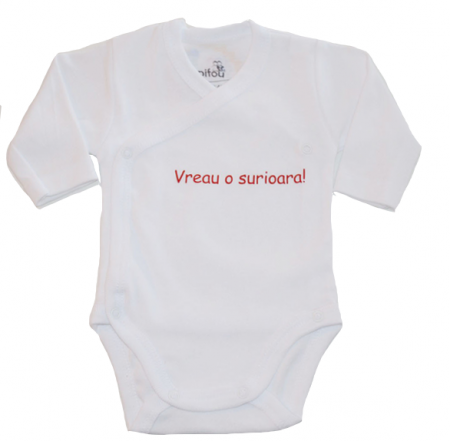 Body-uri baieti - Body cu maneca lunga pentru copii Pifou BMLFI1-A1-68-cm, Alb