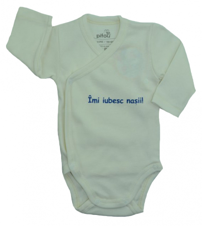 Body-uri baieti - Body cu maneca lunga pentru copii Pifou BMLFI2-A-62-cm, Crem