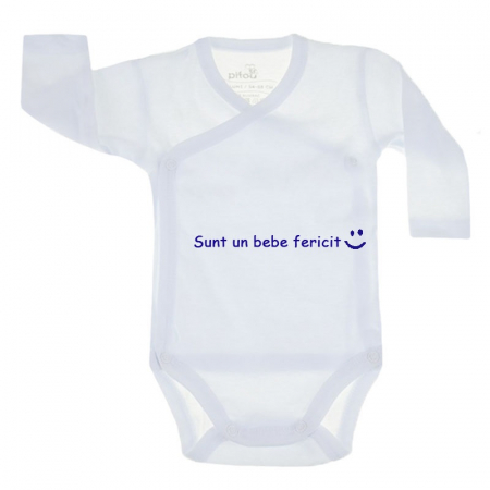 Body-uri baieti - Body cu maneca lunga pentru copii Pifou Model 10 ML M10-ML6-2-66-70-cm, Alb