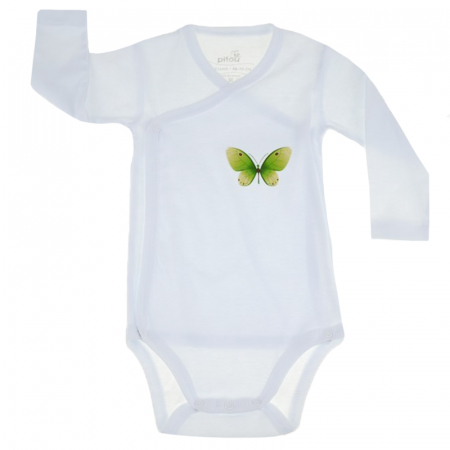 Body-uri baieti - Body cu maneca lunga pentru copii Pifou Model 10 ML10-A5-66-70-cm, Alb