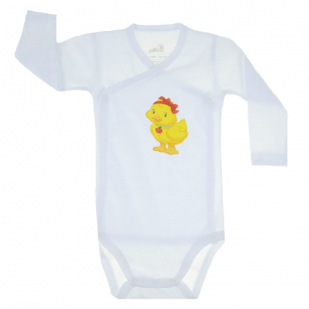 Body-uri baieti - Body cu maneca lunga pentru copii Pifou Model 10 ML10AB-66-70-cm, Alb