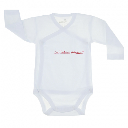 Body-uri baieti - Body cu maneca lunga pentru copii Pifou Model 10 ML10AB1-54-58-cm, Alb