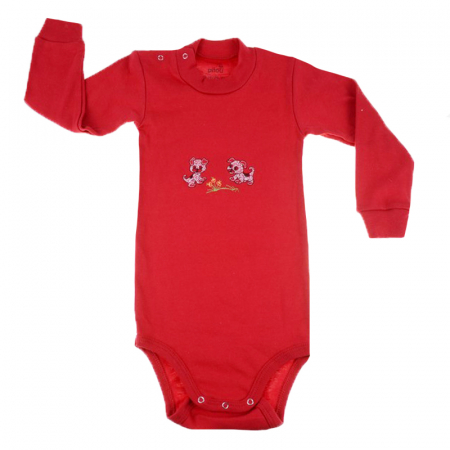 Body-uri baieti - Body cu maneca lunga pentru copii Pifou Model 9 BPCP-1R-62-cm, Rosu