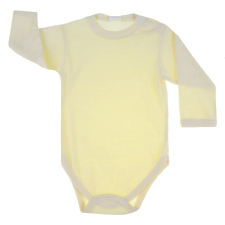 Body-uri baieti - Body cu maneca lunga pentru copii Bambi Kid BBK02-74-cm, Galben