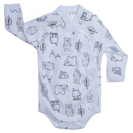 Body-uri baieti - Body cu maneca lunga pentru copii Mini Junior 220124-4, Alb