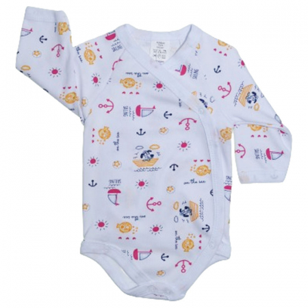 Body-uri baieti - Body cu maneca lunga pentru baieti Mini Junior 220124-1, Alb