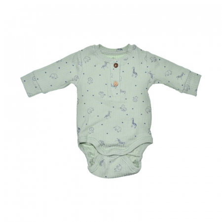 Body-uri baieti - Body cu maneca lunga pentru copii, Mini Junior BDY-2469V, Verde