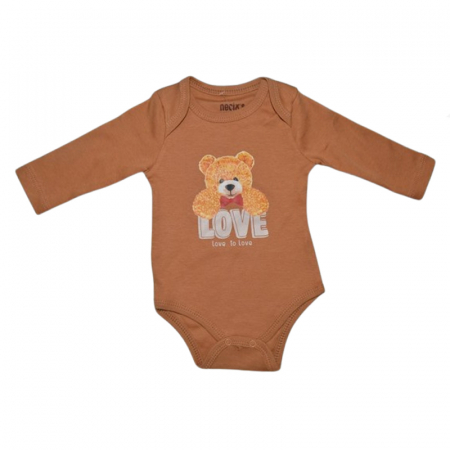 Body-uri baieti - Body cu maneca lunga pentru copii, Mini Junior, BDY-MJ2, Maro