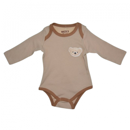 Body-uri baieti - Body cu maneca lunga pentru copii, Mini Junior, BDY-MJ3, Bej