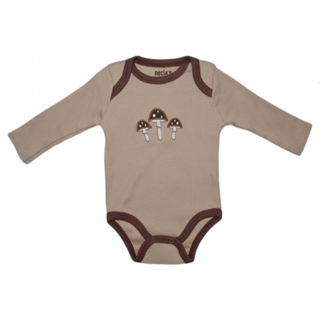 Body-uri baieti - Body cu maneca lunga pentru copii, Mini Junior, BDY-MJ5, Bej