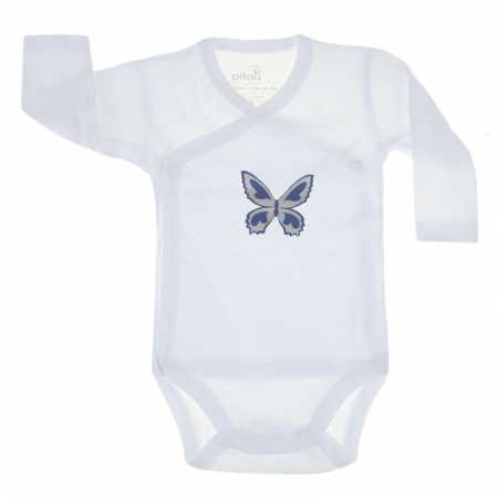 Body-uri baieti - Body cu maneca lunga pentru copii Pifou Model 10 M10-A10-5A-66-70-cm, Alb