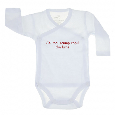 Body-uri baieti - Body cu maneca lunga pentru copii Pifou Model 10 ML M10-ML6-4-70-76-cm, Alb