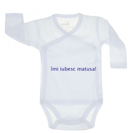Body-uri baieti - Body cu maneca lunga pentru copii Pifou Model 10 ML M10ML13-A4-70-76-cm, Alb