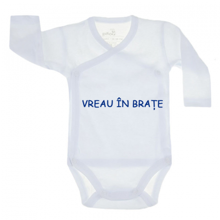 Body-uri baieti - Body cu maneca lunga pentru copii Pifou Model 10 ML M10ML2-A11-54-58-cm, Alb