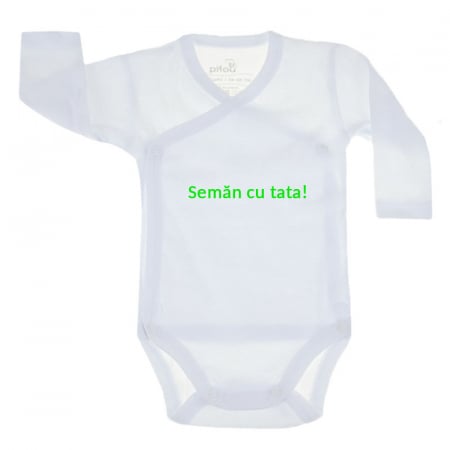Body-uri baieti - Body cu maneca lunga pentru copii Pifou Model 10 ML M10ML2-A6-54-58-cm, Alb