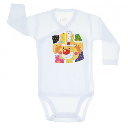 Body-uri baieti - Body cu maneca lunga pentru copii Pifou Model 10 ML10-A1-58-62-cm, Alb