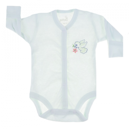 Body-uri baieti - Body cu maneca lunga pentru copii Pifou Model 11 M11-A1-46-50, Crem