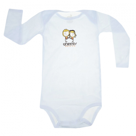Body-uri baieti - Body cu maneca lunga pentru copii Pifou Model 6 MDL6-38, Alb