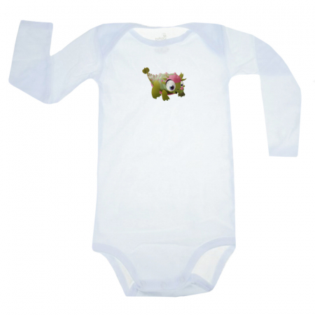 Body-uri baieti - Body cu maneca lunga pentru copii Pifou Model 6 MDL6-42, Alb