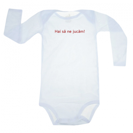 Body-uri baieti - Body cu maneca lunga pentru copii Pifou Model 6 MDL6-46, Alb