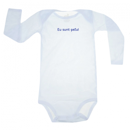 Body-uri baieti - Body cu maneca lunga pentru copii Pifou Model 6 MDL6-51, Alb