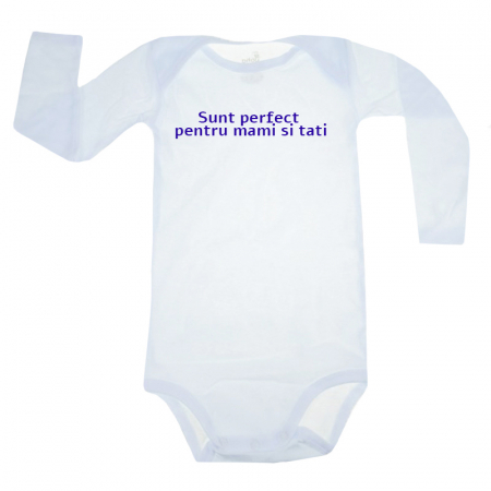 Body-uri baieti - Body cu maneca lunga pentru copii Pifou Model 6 MDL6-69, Alb