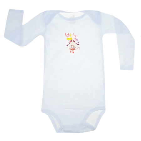 Îmbrăcăminte fete - Body cu maneca lunga pentru copii Pifou Model 6 MDL6-72, Alb