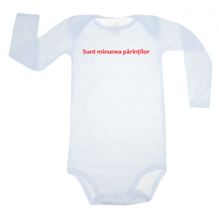 Body-uri baieti - Body cu maneca lunga pentru copii Pifou Model 6 MDL6-9, Alb