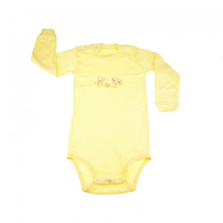 Body-uri baieti - Body cu maneca lunga pentru copii Pifou Model 9 BPCP-2G-62-cm, Galben
