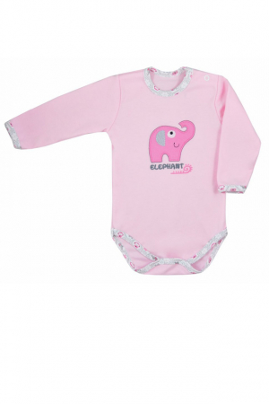 Îmbrăcăminte fete - Body cu maneca lunga pentru fete Koala Dzungla 05-738-R-80-cm, Roz