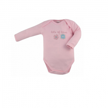 Îmbrăcăminte fete - Body cu maneca lunga pentru fete Koala Flower A01-034_68 cm, Roz