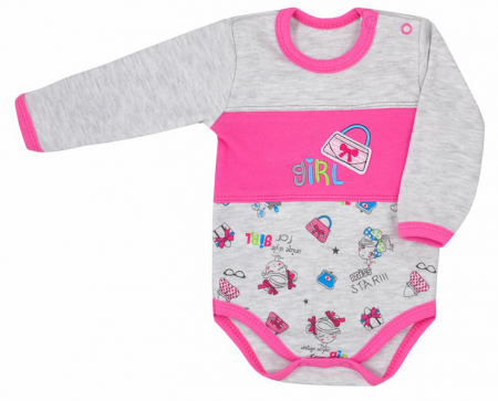 Îmbrăcăminte fete - Body cu maneca lunga pentru fete Koala Literki 2864-R-80-cm, Roz