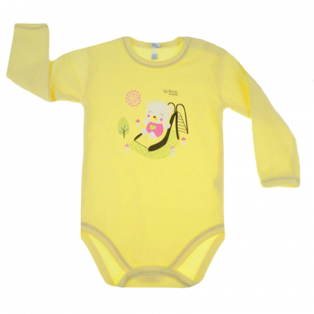 Body-uri fete - Body cu maneca lunga pentru fete Koala Zabaw 3625-GA-86-cm, Galben