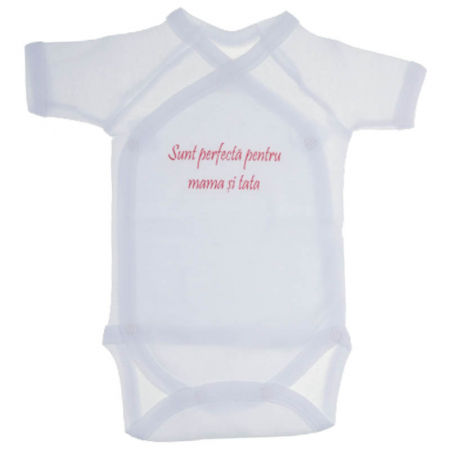 Îmbrăcăminte fete - Body cu maneca scurta pentru fete Mini Bimbi 130323-2, Alb