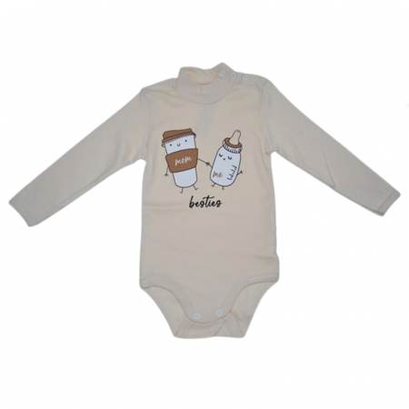 Îmbrăcăminte fete - Body cu maneca lunga pentru copii Mini Junior BDY-MJ25, Crem