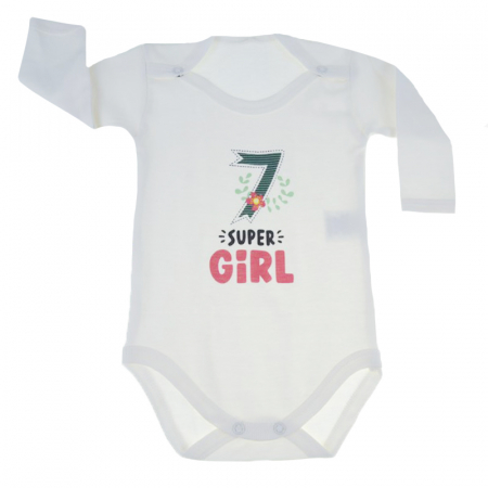 Îmbrăcăminte fete - Body cu maneca lunga pentru fete Mini Junior MJ-10-68-cm, Crem