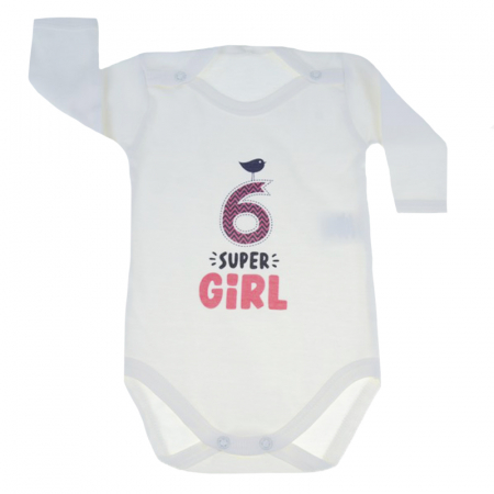 Îmbrăcăminte fete - Body cu maneca lunga pentru fete Mini Junior MJ-11-62-cm, Crem