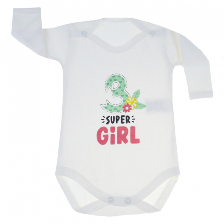 Îmbrăcăminte fete - Body cu maneca lunga pentru fete Mini Junior MJ-13-56-cm, Crem