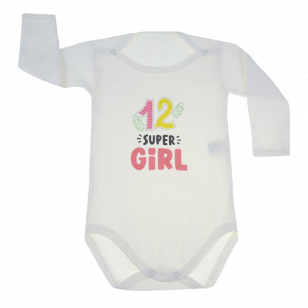 Îmbrăcăminte fete - Body cu maneca lunga pentru fete Mini Junior MJ-7-80-cm, Crem